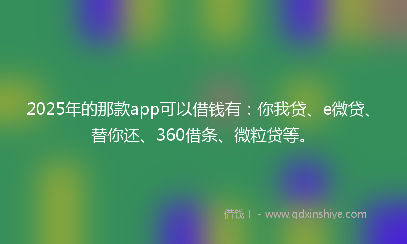 2025年的那款app可以借钱有：你我贷、e微贷、替你还、360借条、微粒贷等。