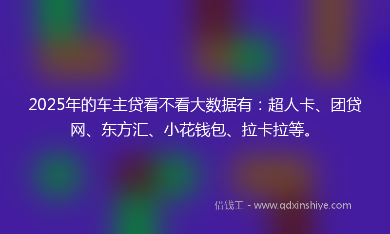 2025年的车主贷看不看大数据有：超人卡、团贷网、东方汇、小花钱包、拉卡拉等。
