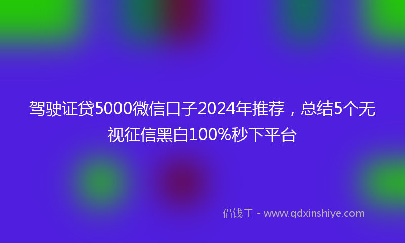 驾驶证贷5000微信口子2024年推荐，总结5个无视征信黑白100%秒下平台
