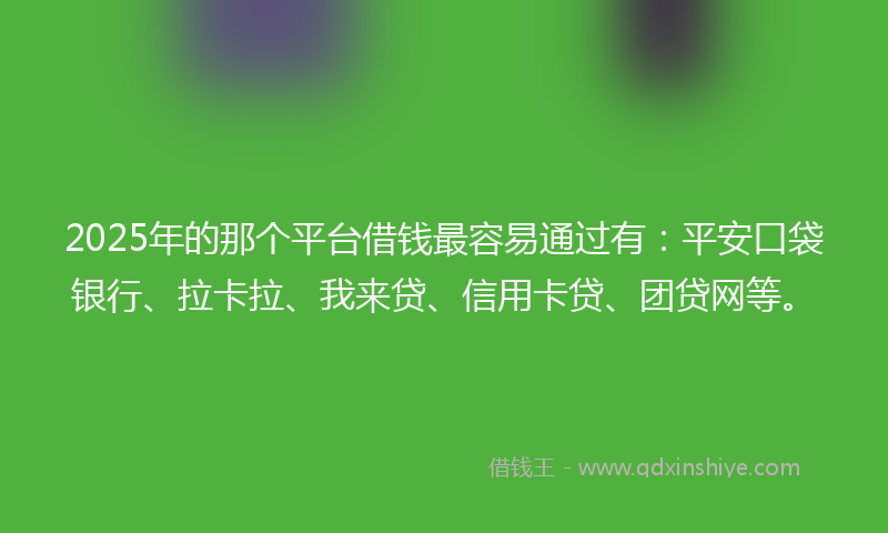 2025年的那个平台借钱最容易通过有：平安口袋银行、拉卡拉、我来贷、信用卡贷、团贷网等。