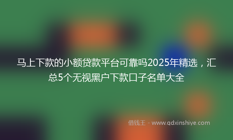 马上下款的小额贷款平台可靠吗2025年精选，汇总5个无视黑户下款口子名单大全