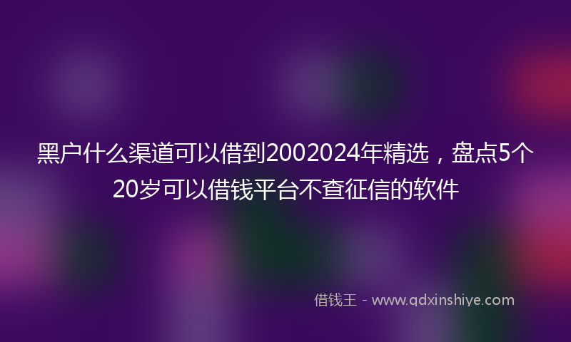 黑户什么渠道可以借到2002024年精选，盘点5个20岁可以借钱平台不查征信的软件