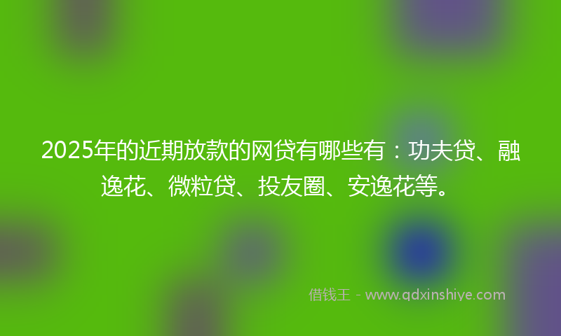 2025年的近期放款的网贷有哪些有：功夫贷、融逸花、微粒贷、投友圈、安逸花等。