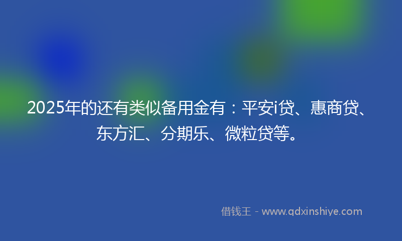 2025年的还有类似备用金有：平安i贷、惠商贷、东方汇、分期乐、微粒贷等。