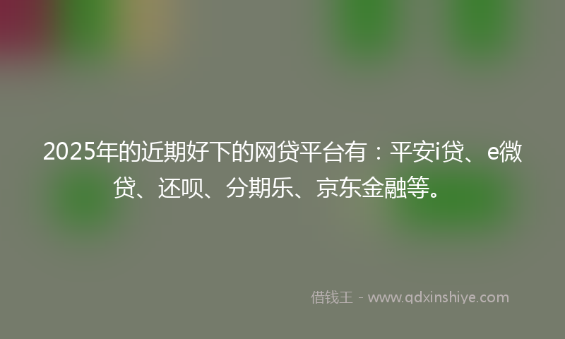 2025年的近期好下的网贷平台有：平安i贷、e微贷、还呗、分期乐、京东金融等。