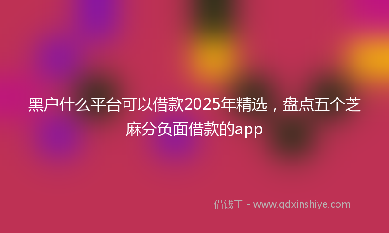 黑户什么平台可以借款2025年精选，盘点五个芝麻分负面借款的app