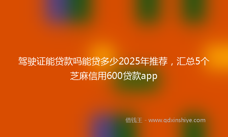 驾驶证能贷款吗能贷多少2025年推荐，汇总5个芝麻信用600贷款app
