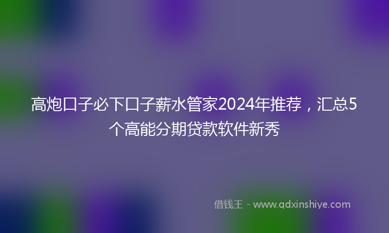 高炮口子必下口子薪水管家2024年推荐，汇总5个高能分期贷款软件新秀