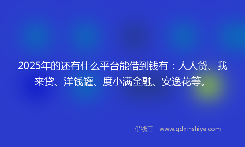 2025年的还有什么平台能借到钱有：人人贷、我来贷、洋钱罐、度小满金融、安逸花等。