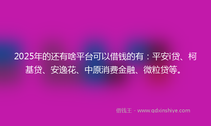 2025年的还有啥平台可以借钱的有：平安i贷、柯基贷、安逸花、中原消费金融、微粒贷等。