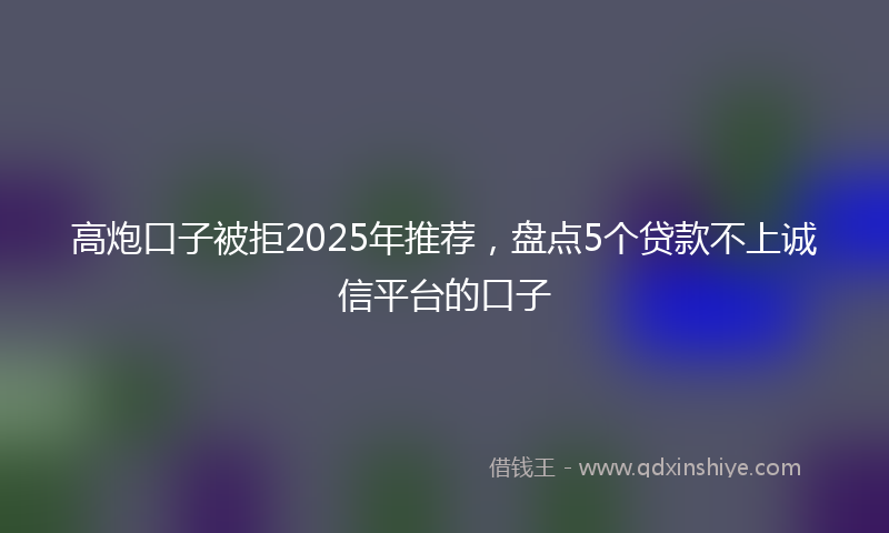 高炮口子被拒2025年推荐，盘点5个贷款不上诚信平台的口子