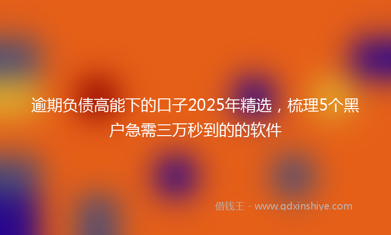 逾期负债高能下的口子2025年精选，梳理5个黑户急需三万秒到的的软件