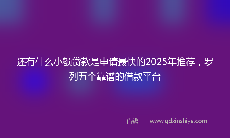 还有什么小额贷款是申请最快的2025年推荐，罗列五个靠谱的借款平台