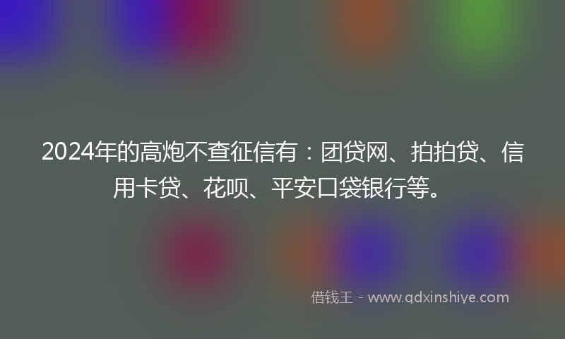 2024年的高炮不查征信有：团贷网、拍拍贷、信用卡贷、花呗、平安口袋银行等。