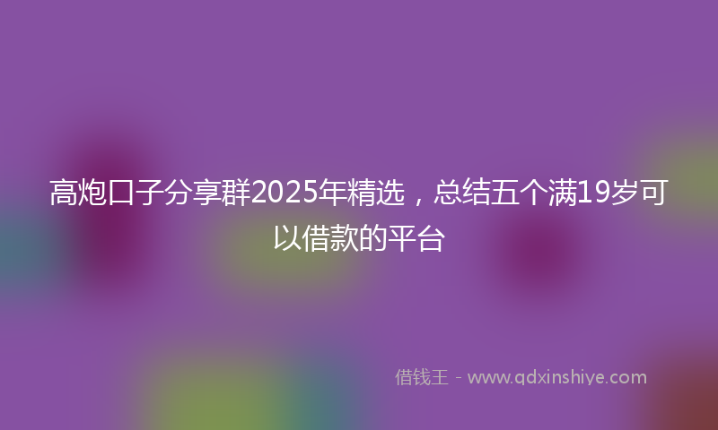 高炮口子分享群2025年精选，总结五个满19岁可以借款的平台