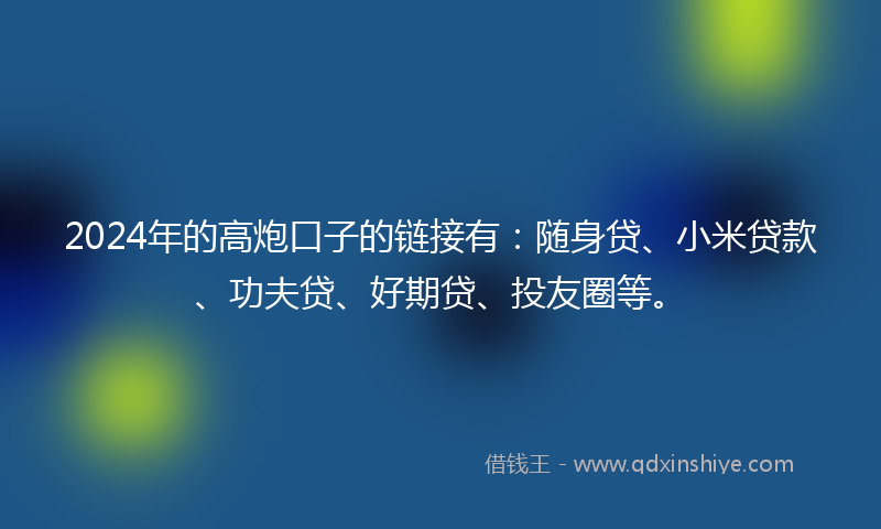 2024年的高炮口子的链接有：随身贷、小米贷款、功夫贷、好期贷、投友圈等。