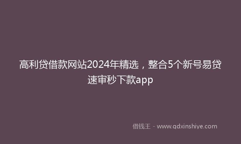 高利贷借款网站2024年精选，整合5个新号易贷速审秒下款app