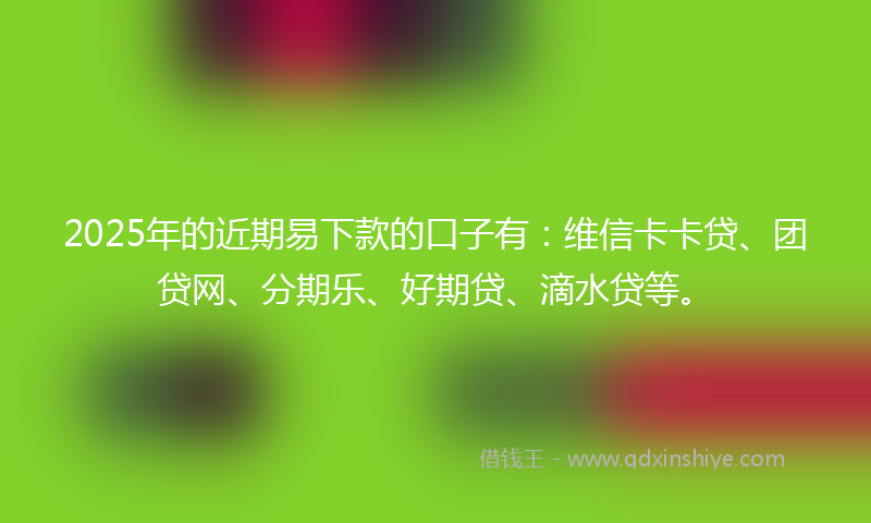 2025年的近期易下款的口子有：维信卡卡贷、团贷网、分期乐、好期贷、滴水贷等。