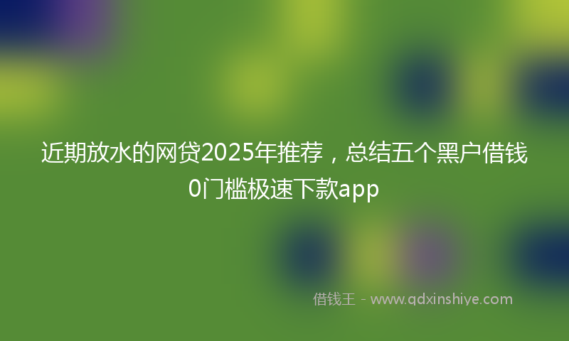 近期放水的网贷2025年推荐，总结五个黑户借钱0门槛极速下款app
