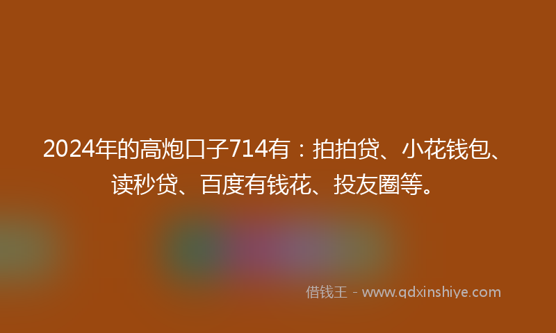2024年的高炮口子714有：拍拍贷、小花钱包、读秒贷、百度有钱花、投友圈等。
