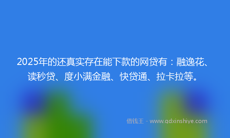 2025年的还真实存在能下款的网贷有：融逸花、读秒贷、度小满金融、快贷通、拉卡拉等。