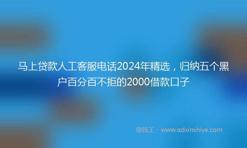马上贷款人工客服电话2024年精选，归纳五个黑户百分百不拒的2000借款口子