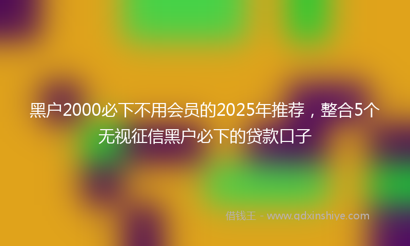 黑户2000必下不用会员的2025年推荐，整合5个无视征信黑户必下的贷款口子