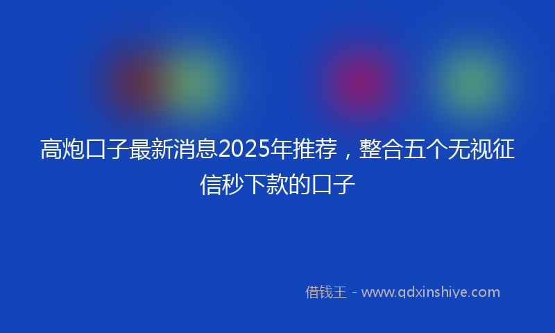 高炮口子最新消息2025年推荐，整合五个无视征信秒下款的口子