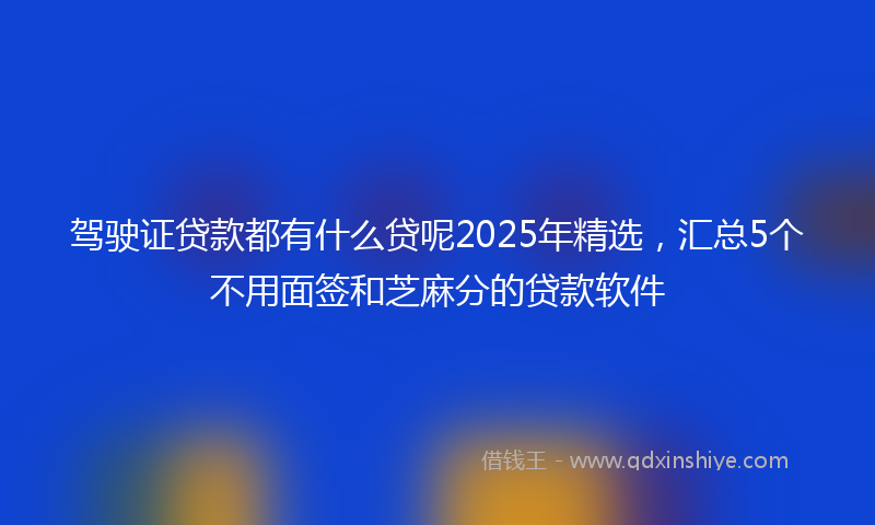 驾驶证贷款都有什么贷呢2025年精选，汇总5个不用面签和芝麻分的贷款软件