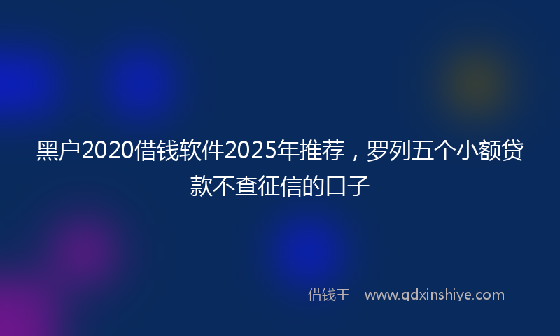 黑户2020借钱软件2025年推荐，罗列五个小额贷款不查征信的口子