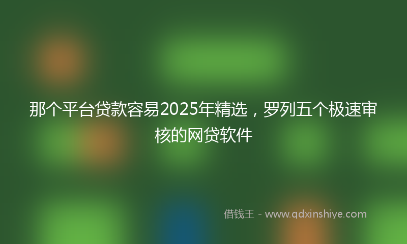 那个平台贷款容易2025年精选，罗列五个极速审核的网贷软件
