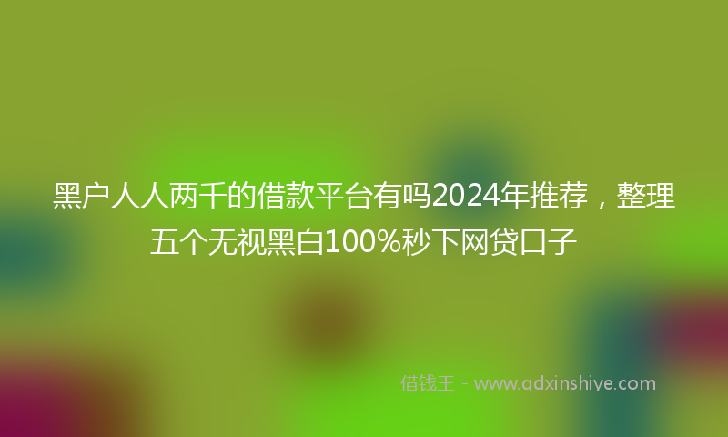 黑户人人两千的借款平台有吗2024年推荐，整理五个无视黑白100%秒下网贷口子
