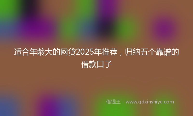 适合年龄大的网贷2025年推荐，归纳五个靠谱的借款口子