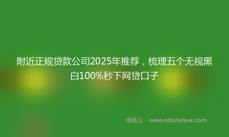 附近正规贷款公司2025年推荐，梳理五个无视黑白100%秒下网贷口子