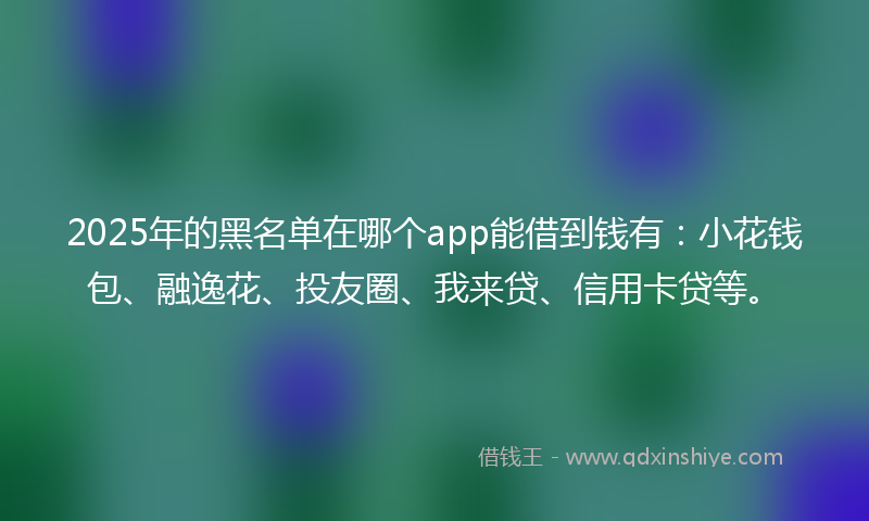 2025年的黑名单在哪个app能借到钱有：小花钱包、融逸花、投友圈、我来贷、信用卡贷等。