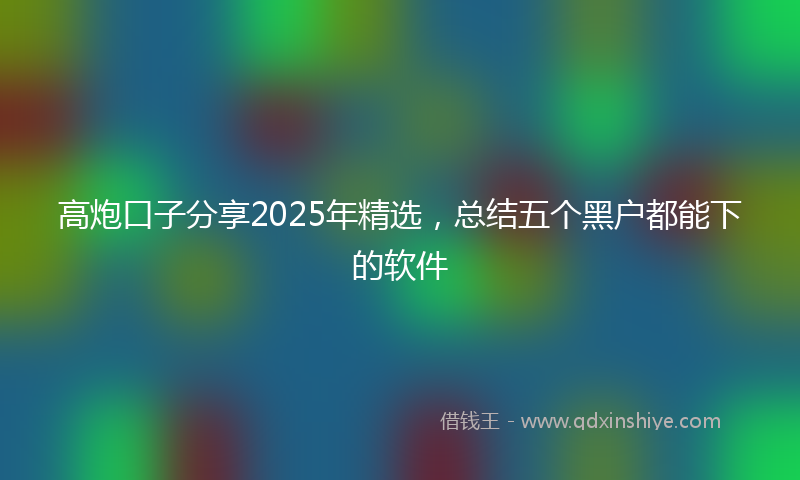 高炮口子分享2025年精选，总结五个黑户都能下的软件