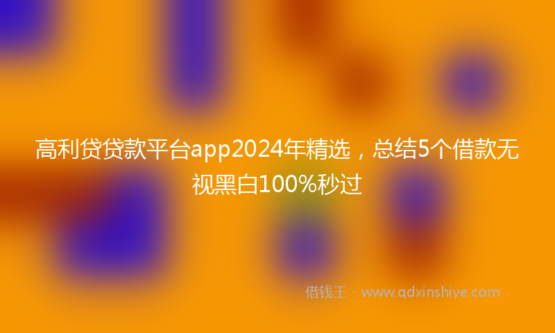 高利贷贷款平台app2024年精选，总结5个借款无视黑白100%秒过