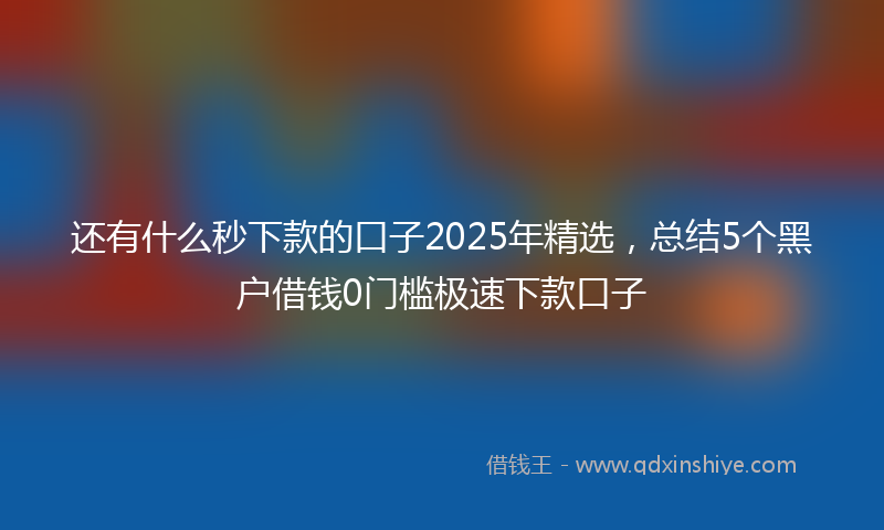 还有什么秒下款的口子2025年精选，总结5个黑户借钱0门槛极速下款口子