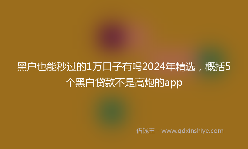 黑户也能秒过的1万口子有吗2024年精选，概括5个黑白贷款不是高炮的app