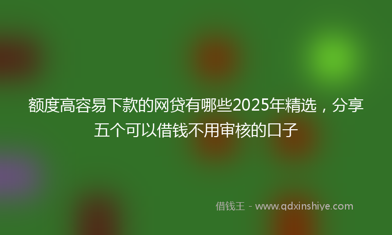额度高容易下款的网贷有哪些2025年精选，分享五个可以借钱不用审核的口子