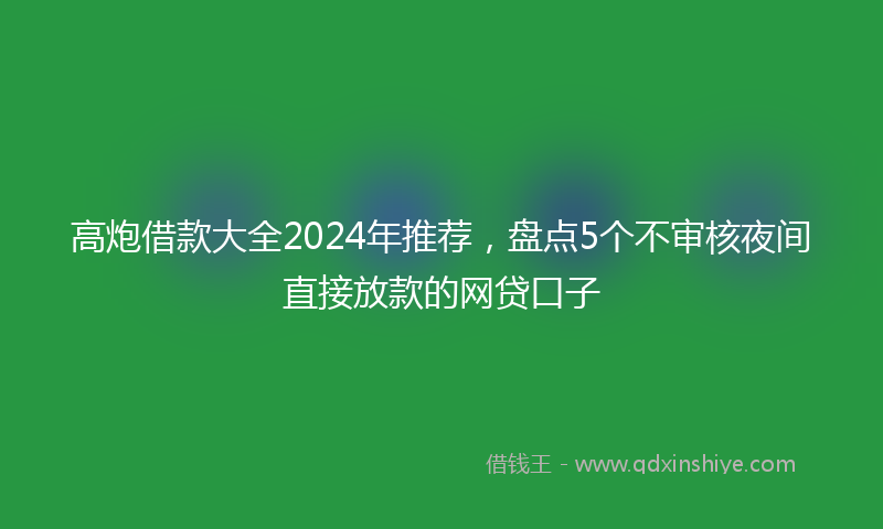高炮借款大全2024年推荐，盘点5个不审核夜间直接放款的网贷口子