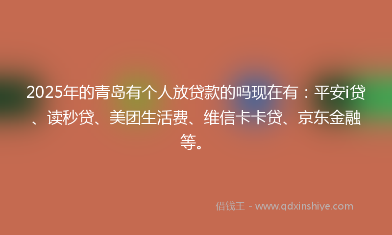 2025年的青岛有个人放贷款的吗现在有：平安i贷、读秒贷、美团生活费、维信卡卡贷、京东金融等。