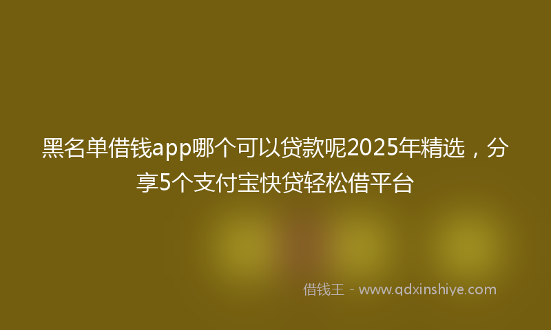 黑名单借钱app哪个可以贷款呢2025年精选，分享5个支付宝快贷轻松借平台