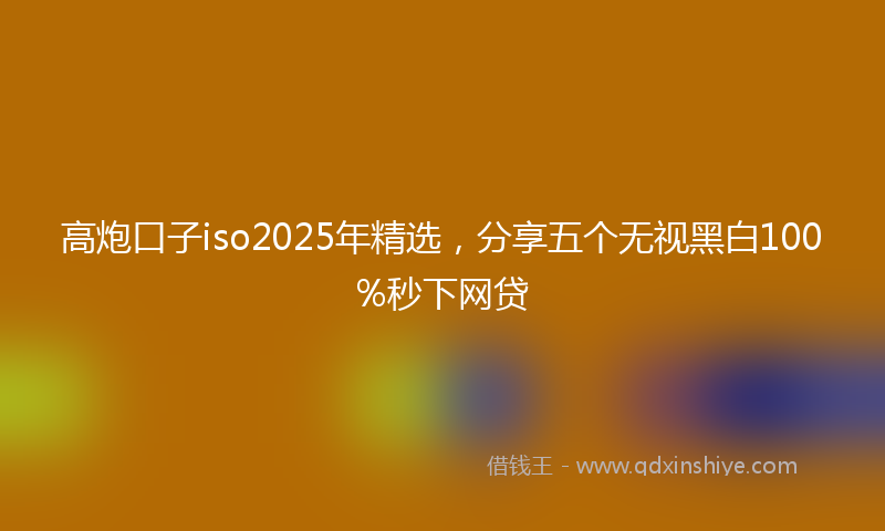 高炮口子iso2025年精选，分享五个无视黑白100%秒下网贷