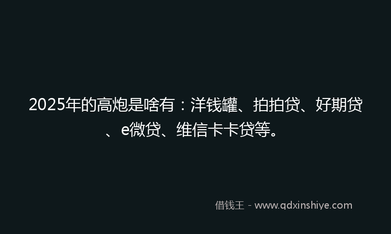 2025年的高炮是啥有：洋钱罐、拍拍贷、好期贷、e微贷、维信卡卡贷等。