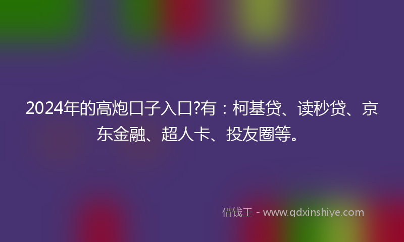 2024年的高炮口子入口?有：柯基贷、读秒贷、京东金融、超人卡、投友圈等。