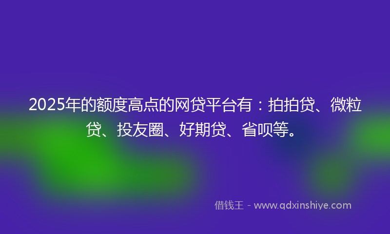 2025年的额度高点的网贷平台有：拍拍贷、微粒贷、投友圈、好期贷、省呗等。