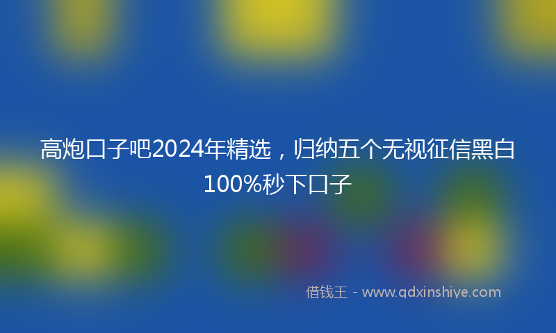 高炮口子吧2024年精选，归纳五个无视征信黑白100%秒下口子