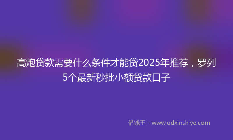 高炮贷款需要什么条件才能贷2025年推荐，罗列5个最新秒批小额贷款口子