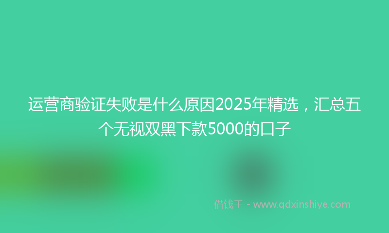 运营商验证失败是什么原因2025年精选，汇总五个无视双黑下款5000的口子